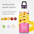 Bingo 500ml Mini Portable USB Rechargeable Electric Juicer Cup Juicer Blender, 22000 Revolutions Per Minute, 2 Blade Head Pink, 2 Blade Head Green, 2 Blade Head Blue, 2 Blade Head Purple, 2 Blade Head Red