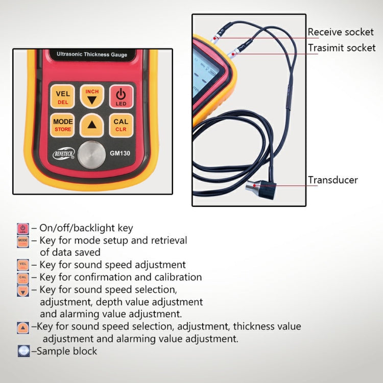 BENETECH GM130 Ultrasonic Thickness Meter Tester Gauge, Measure Range: 1.00~300.0mm, GM130 – Durable Build, Easy to Use