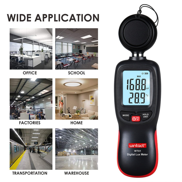 Wintact WT81 Digital Light Lux Meter for Factory / School / House Various Occasion, Range: 0-200,000 Lux – Durable Build, Easy to Use