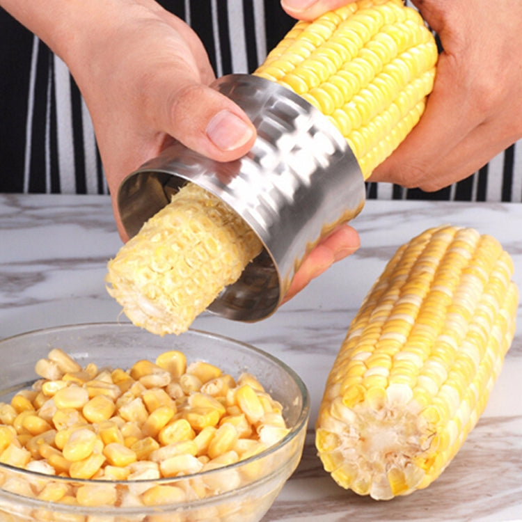 Round Shaped 304 Stainless Steel Household Corn Cutter Cob Corn Stripper Kitchen Tool, Stainless Steel Stainless Steel