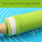 kn055 Solid Wooden Handle Silicone Rolling Pin Non-stick Food Dumpling Stick, Length: 23cm, Random Color Delivery, 23cm