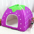 Strawberry Shaped Foldable Short Plush Pet House Nest, Size: S, Purple, Size S, Red, Size S, Pink, Size S, Blue, Size S Purple, Size S Purple