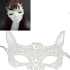 Halloween Masquerade Party Dance Sexy Lady Lace Cat King Mask, Cat King Cat King White