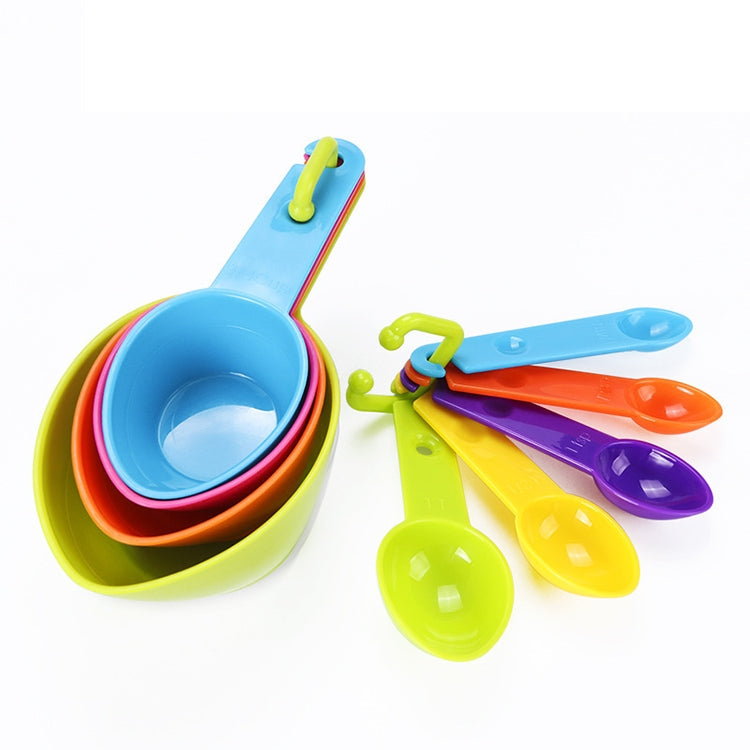 kn7600 9 in 1 Colorful Pointed Plastic Measuring Spoon Measuring Cup Baking Tool Set, 9 Pieces Set 9 Pieces Set