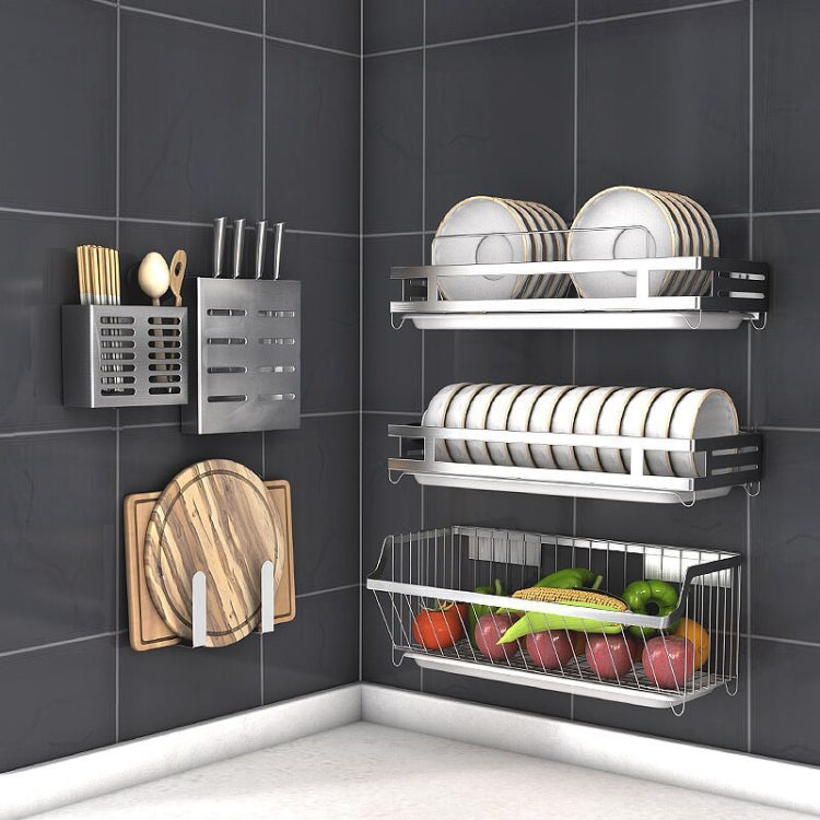 304 Stainless Steel Wall-mounted Kitchen Rack Hanging Knife Holder Double Cage Chopsticks Canister, Double Cage Chopsticks Canister