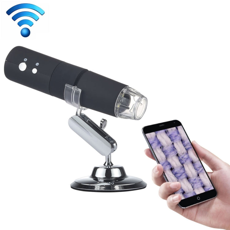 50X~1000X Magnifier HD Image Sensor 1920x1080P USB WiFi Digital Microscope with 8 LED & Professional Stand Black