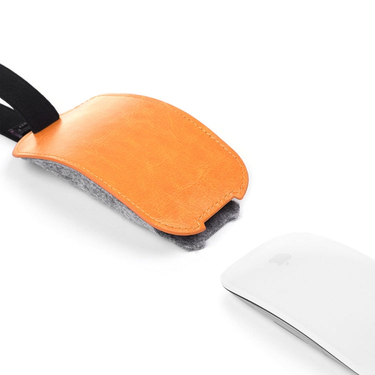 European Style Elastic PU Leather Fur Felt Mouse Storage Bag for Apple Magic Mouse 2, European Style – Shockproof, Waterproof, Flip