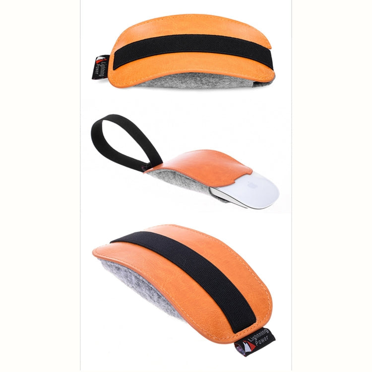 European Style Elastic PU Leather Fur Felt Mouse Storage Bag for Apple Magic Mouse 2, European Style – Shockproof, Waterproof, Flip