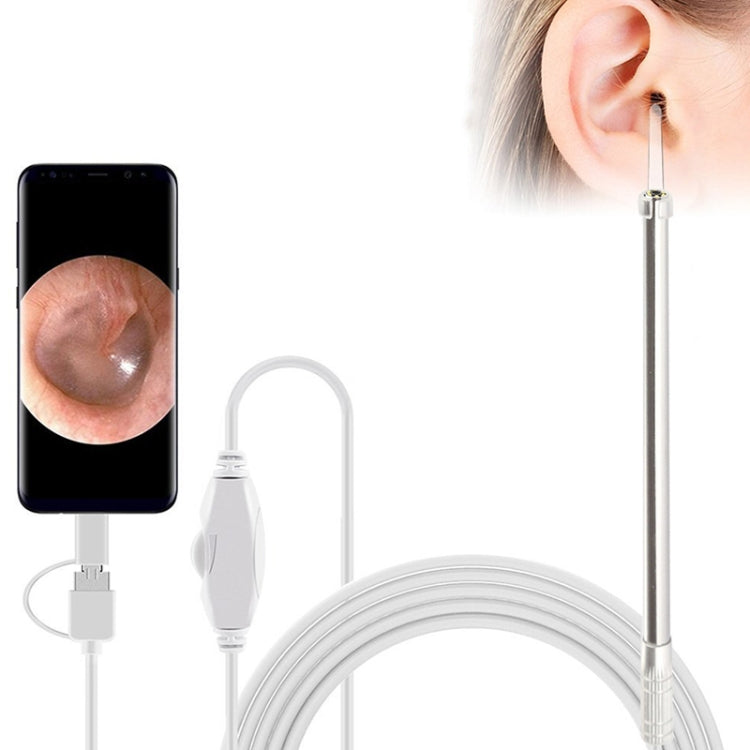 i95 3 in 1 USB Ear Scope Inspection HD 0.3MP Camera Visual Ear Spoon for OTG Android Phones & PC & MacBook, 1.75m Length Cable, 3 in 1 White 0.3MP 3 in 1 White 0.3MP White