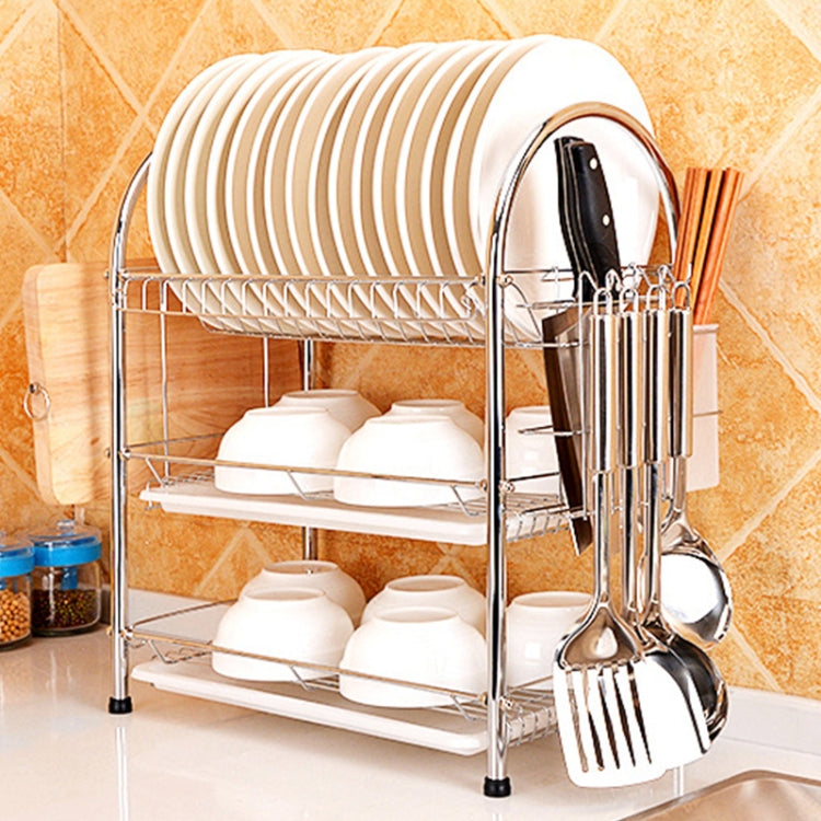 Multi-function Kitchen Stainless Steel Three Layers Arch Shape Rack Hanging Bowl Dish Holder, Three Layers Arch Shape Three Layers Arch Shape