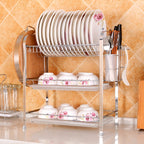 Multi-function Kitchen Stainless Steel Three Layers Flower Shape Steel Sheet Rack Hanging Bowl Dish Holder, Three Layers Flower Shape Three Layers Flower Shape