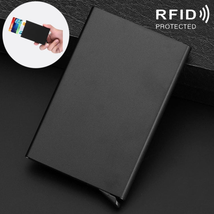 Antimagnetic Stainless Steel PU Business Card Holder Credit Card Case, Size: 10*6.2*0.8cm Black