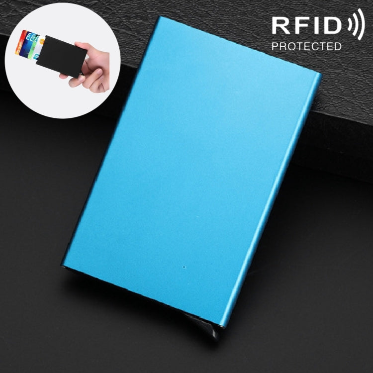 Antimagnetic Stainless Steel PU Business Card Holder Credit Card Case, Size: 10*6.2*0.8cm – Magnetic, Aluminum Alloy Blue