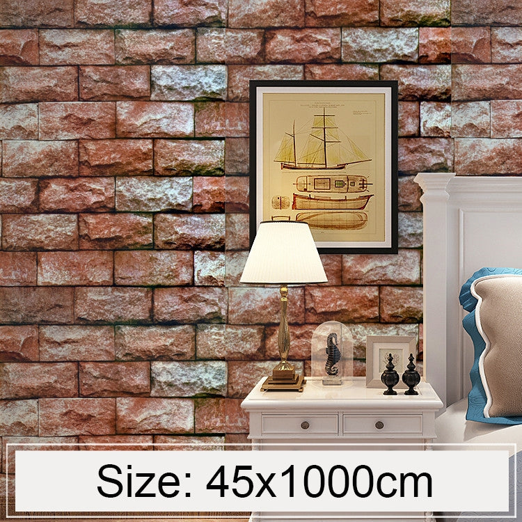 Qi Yunshi Creative 3D Stone Brick Decoration Wallpaper Stickers Bedroom Living Room Wall Waterproof Wallpaper Roll, Size: 45 x 1000cm, Qi Yunshi Qi Yunshi