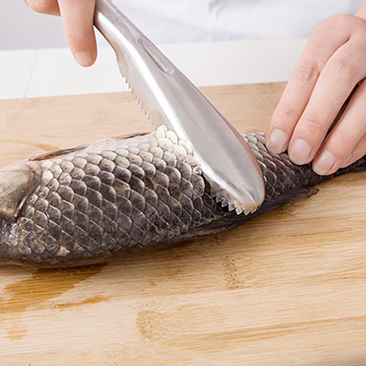 Kitchen Essential Stainless Steel Bidirectional Sawtooth Fish Scraper Fish Scale Planing Knife, 22.5x3cm 22.5x3cm