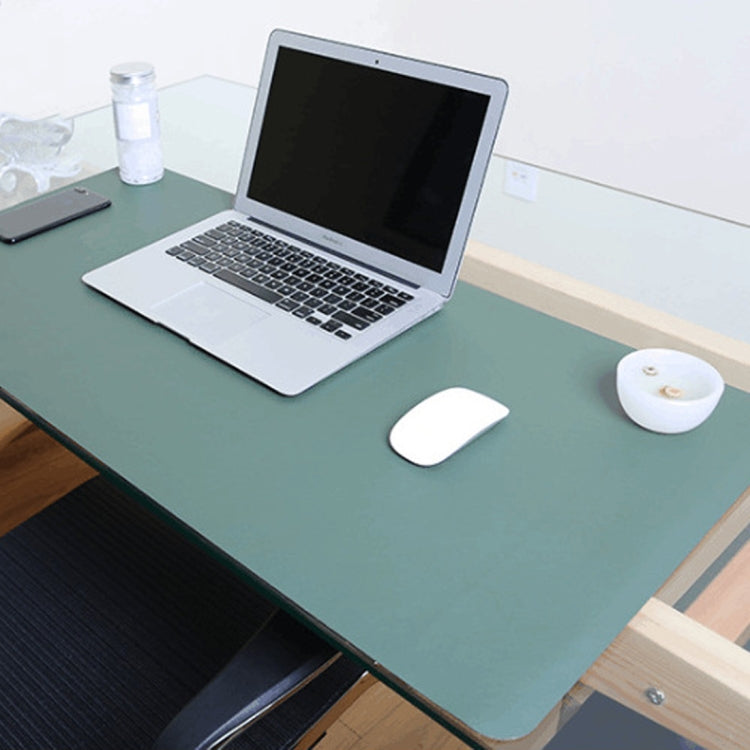 Multifunction Business Double Sided PU Leather Mouse Pad Keyboard Pad Table Mat Computer Desk Mat, Size: 80 x 40cm – Waterproof, Leather Green + Silver