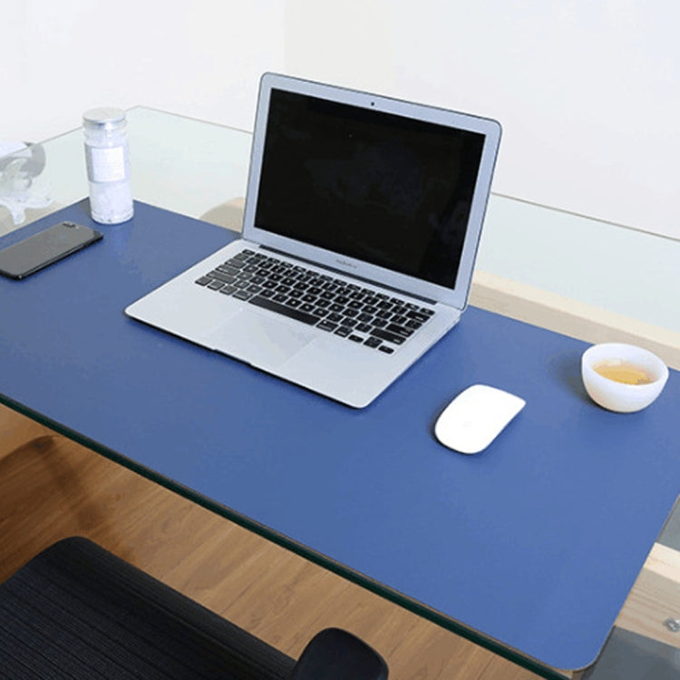 Multifunction Business Double Sided PU Leather Mouse Pad Keyboard Pad Table Mat Computer Desk Mat, Size: 80 x 40cm – Waterproof, Leather Blue + Yellow