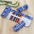 72 Slots Canvas Roll-Up Pencil Case & Pen Wrap Pouch 72 Slots