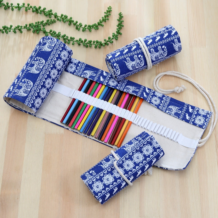 72 Slots Canvas Roll-Up Pencil Case & Pen Wrap Pouch