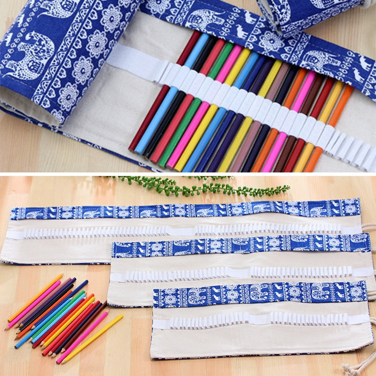 72 Slots Canvas Roll-Up Pencil Case & Pen Wrap Pouch