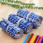 72 Slots Canvas Roll-Up Pencil Case & Pen Wrap Pouch