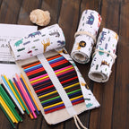 36 Slots Canvas Roll-Up Pencil Case & Pen Wrap Pouch