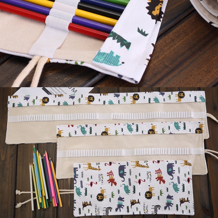 36 Slots Canvas Roll-Up Pencil Case & Pen Wrap Pouch
