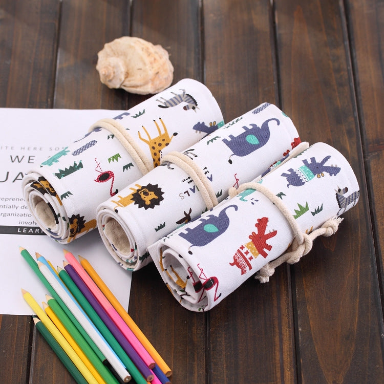 36 Slots Canvas Roll-Up Pencil Case & Pen Wrap Pouch