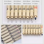 2 PCS Archival Pigment Ink Drawing Fineliner Pens Nib Manga Micron Pen, 0.25mm, 0.3mm, 0.35mm, 0.45mm, 0.5mm