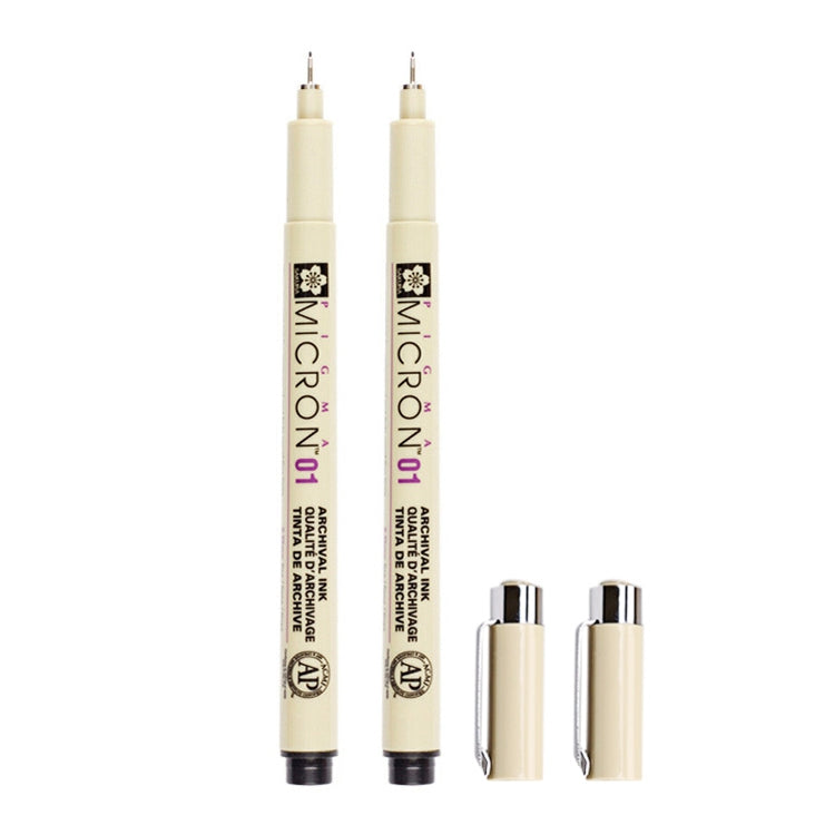 2 PCS Archival Pigment Ink Drawing Fineliner Pens Nib Manga Micron Pen, 0.25mm, 0.3mm, 0.35mm, 0.45mm, 0.5mm 0.25mm HC6826A