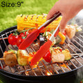 9 inch Silicone Non-slip Food Bread Barbecue BBQ Clip Tongs Kitchen Tools, 9 inch Red – Non-slip 9 inch Red Red