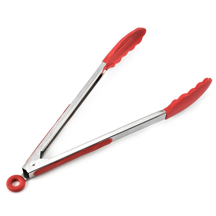 9 inch Silicone Non-slip Food Bread Barbecue BBQ Clip Tongs Kitchen Tools, 9 inch Red – Non-slip
