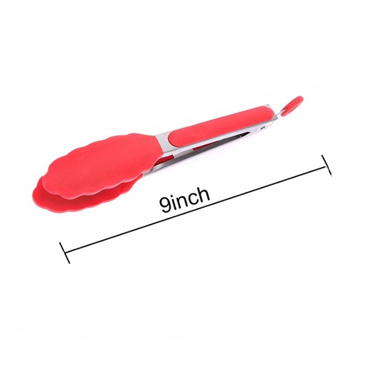 9 inch Silicone Non-slip Food Bread Barbecue BBQ Clip Tongs Kitchen Tools, 9 inch Red – Non-slip