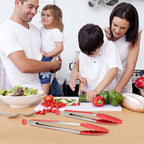 9 inch Silicone Non-slip Food Bread Barbecue BBQ Clip Tongs Kitchen Tools, 9 inch Red – Non-slip