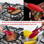 9 inch Silicone Non-slip Food Bread Barbecue BBQ Clip Tongs Kitchen Tools, 9 inch Red – Non-slip