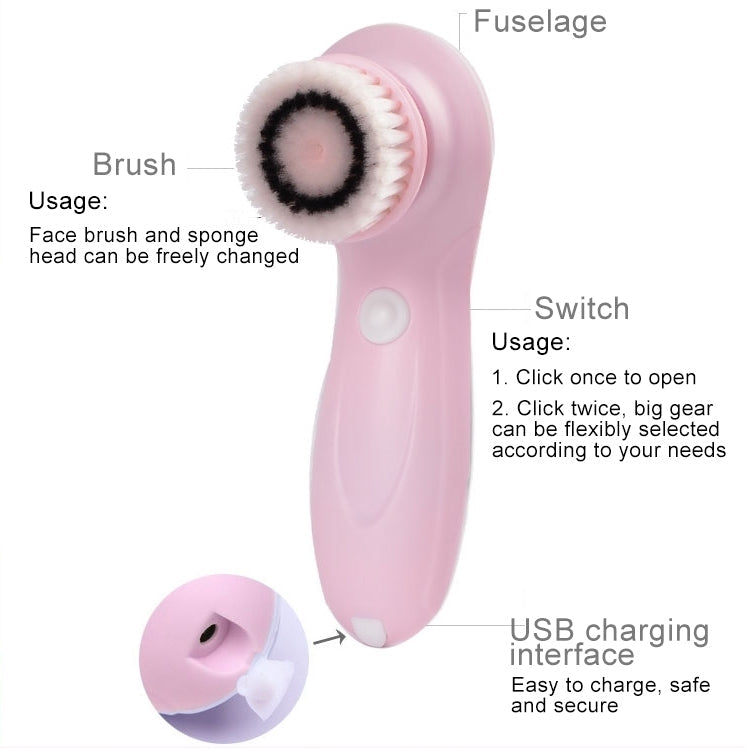 1.2W USB Charging Electronic Cleaning Face Beauty Instrument Pores Nose Blackhead Facial Cleansing Brush, 6 in 1 – Durable Build, Easy to Use