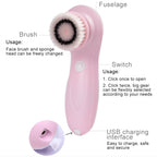 1.2W USB Charging Electronic Cleaning Face Beauty Instrument Pores Nose Blackhead Facial Cleansing Brush, 6 in 1 – Durable Build, Easy to Use