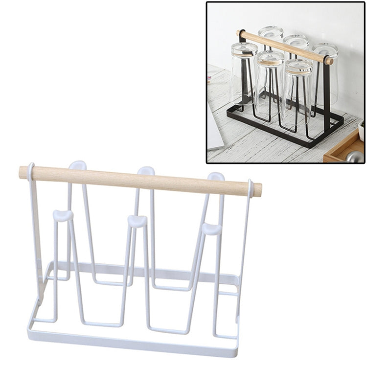 Iron Kitchen Cup Holder Drain Shelf White
