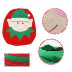 Fancy Christmas Decoration Happy Santa Elf Toilet Seat Cover Rug Bathroom Set, Elf