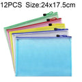 12pcs PVC Mesh Zipper Stationery Bags A5 Random Colours A5, Size: 24x17.5cm