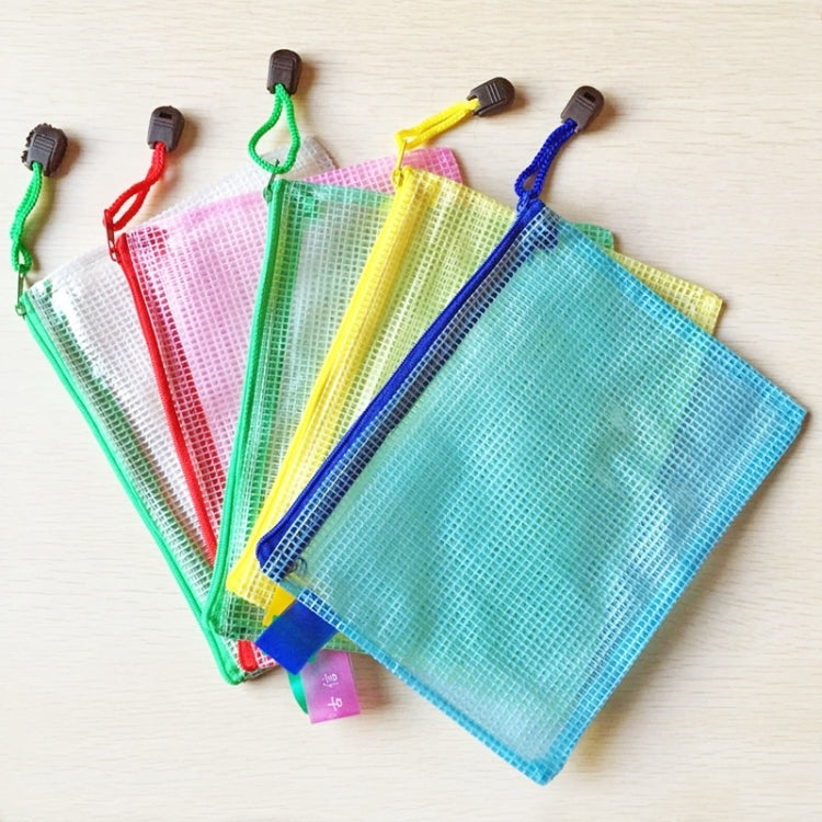 12pcs PVC Mesh Zipper Stationery Bags A5 Random Colours