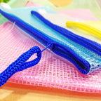 12pcs PVC Mesh Zipper Stationery Bags A5 Random Colours