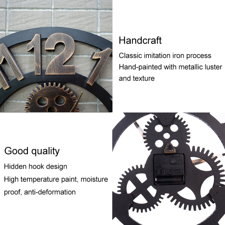 Retro Wooden Round Single-sided Gear Clock Rome Number Wall Clock, Diameter: 70cm, Rome Number 70cm, Rome Number 70cm