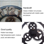 Retro Wooden Round Single-sided Gear Clock Number Wall Clock, Diameter: 58cm, Number 58, Number 58cm