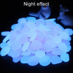 100 PCS Glow in The Dark Garden Pebbles for Walkways & Decoration and Plants Luminous Stones