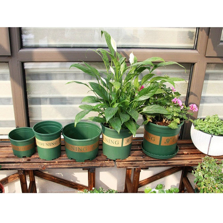 Flower Pots Plant Nursery Pots Plastic Pots Creative Gallons Pots with Tray,Size:12*16*12cm, Random Text Background Color Delivery, 12*16*12cm