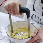 Stainless Steel Manual Pumpkin Potato Ricer Masher with Broad and Ergonomic Horizontal Handle, Single layer stainless