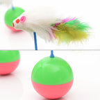 Durable Pet Cat Favorite Toys Feather Mouse Tumbler Plastic Toys Balls, Diameter: 5.5cm, Ball Diameter: 5.5cm