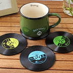 4 PCS Retro Black Vinyl CD Record Drink Coasters Home Table Cup Mat Decor Coffee Drink Placemat Tableware Spinning, Diameter: 10cm, Random Color Delivery, 4 PCS Cup Mat 4 PCS Cup Mat