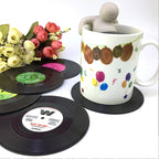 6 PCS/Set Retro Black Vinyl CD Record Drink Coasters Home Table Cup Mat Decor Coffee Drink Placemat Tableware Spinning, Diameter: 10.7cm, 6 PCS Cup Mat 6 PCS Cup Mat